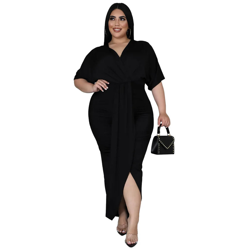 Sexy V-Neck Irregular Split Bodycon Dress – Chic Party & Nightclub Wear