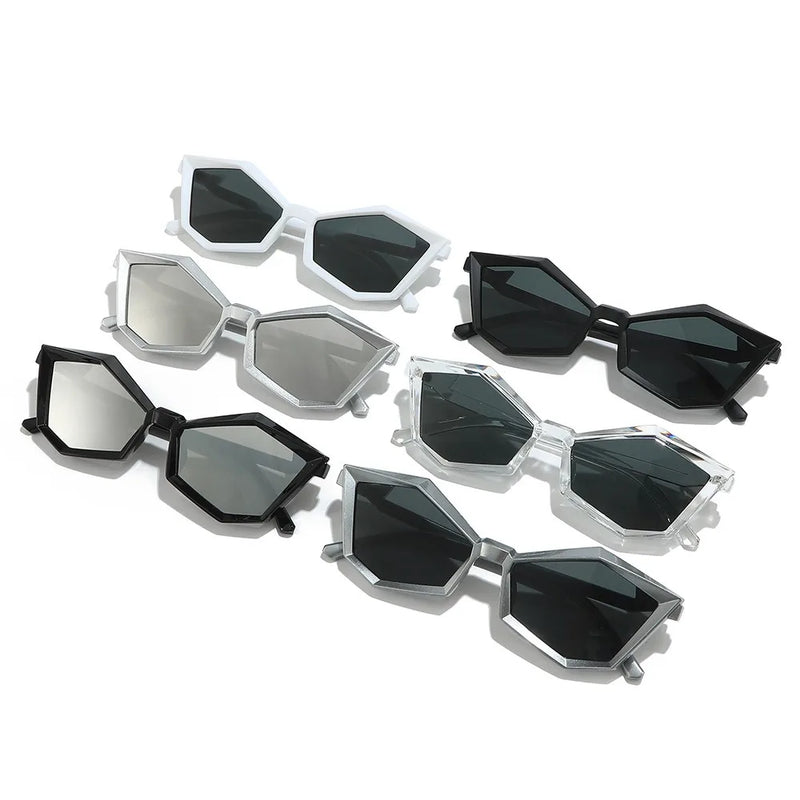 2025 Y2K Irregular Cat Eye Sunglasses Luxury Steampunk Eyewear Glasses Trendy Outdoor Shades Silver Driving Sports Glasses UV400