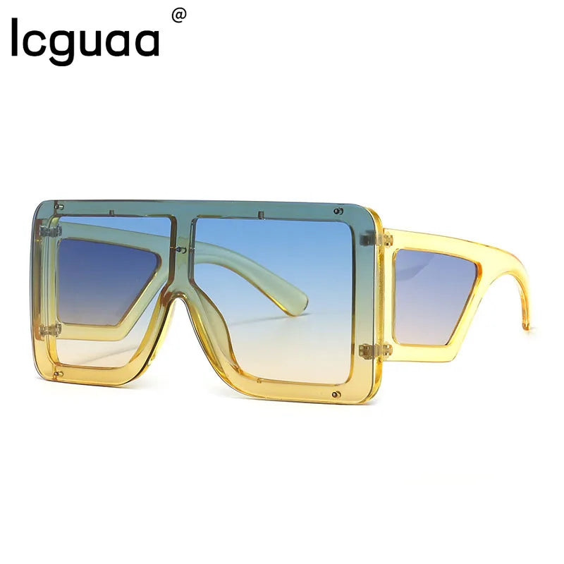 Oversized Vintage Sunglasses Brand Designer Square Gradient Sunglasses Women Steampunk Multicolor Shades UV400 Oculos de Sol